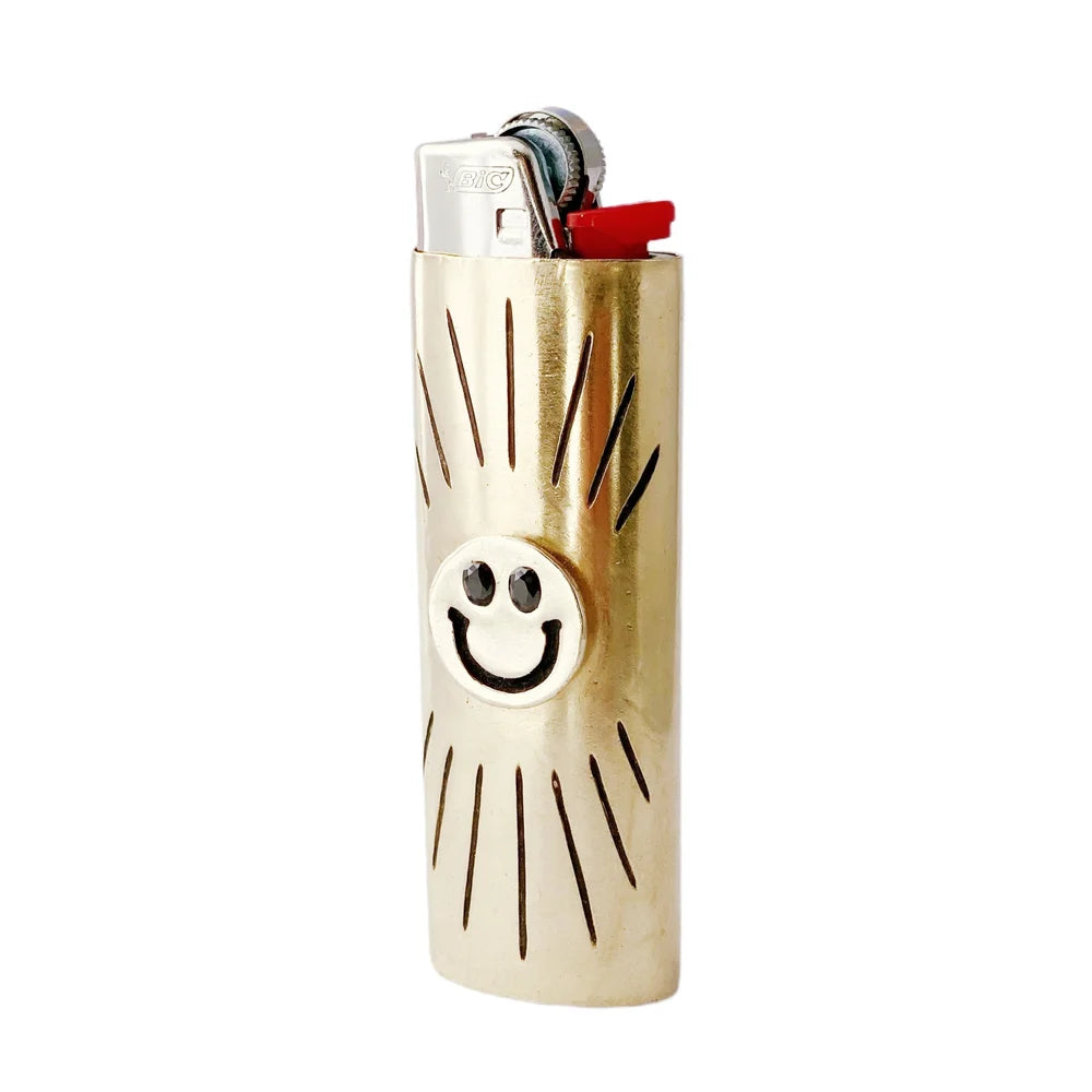 Therese Kuempel | Handmade Brass Lighter Case, Smiley Face