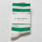 Wide Wally Socks, Green Stripe