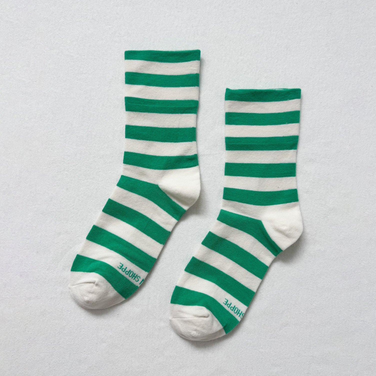 Wide Wally Socks, Green Stripe