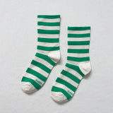 Wide Wally Socks, Green Stripe