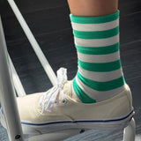 Wide Wally Socks, Green Stripe