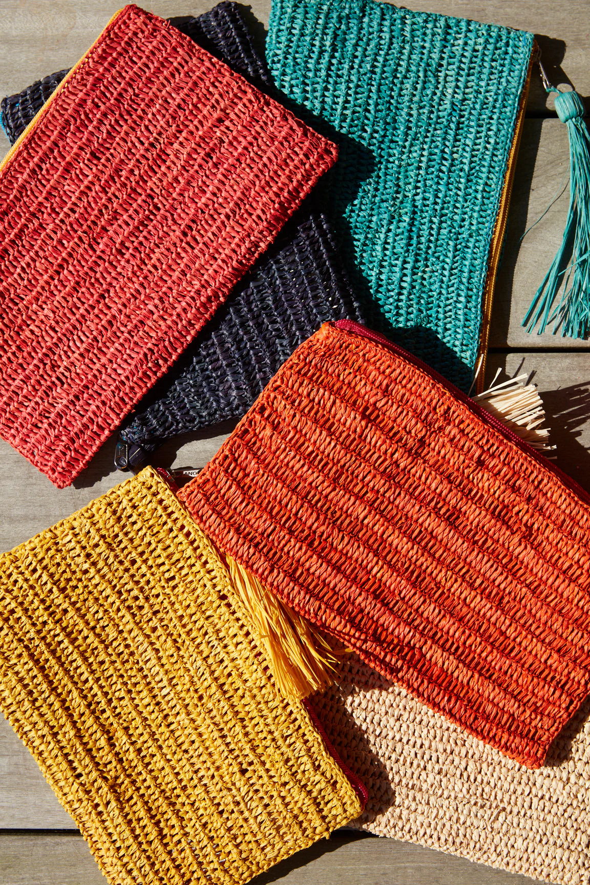 Justine Crocheted Zip Pouch, Aqua