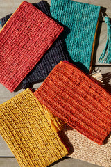Justine Crocheted Zip Pouch, Aqua