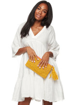 Justine Crocheted Zip Pouch, Sunflower