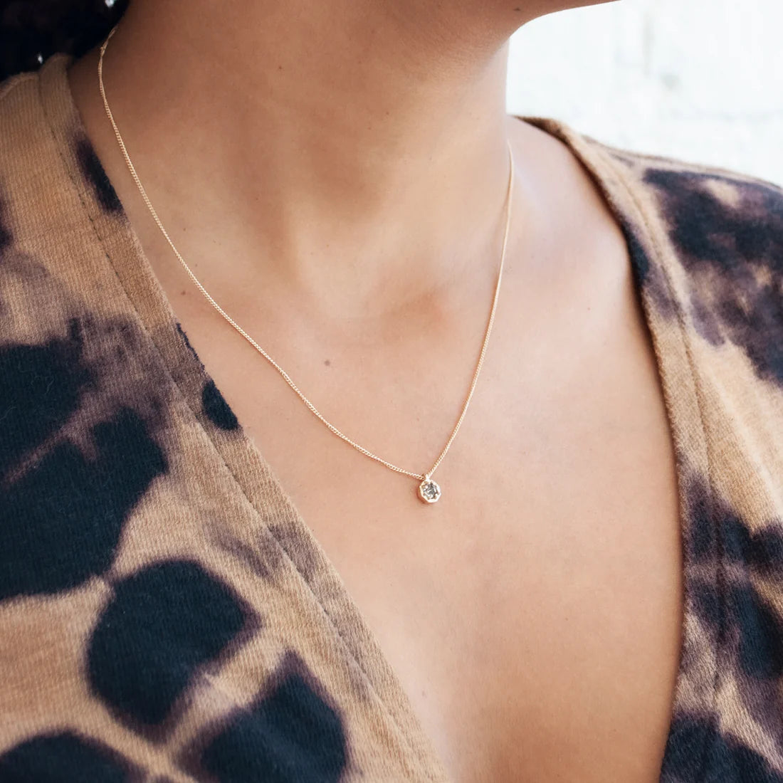 Small Tourmalated Quartz Octagon Necklace