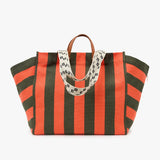 La Cote Tote, Army / Bright Poppy Canvas Stripe