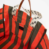 La Cote Tote, Army / Bright Poppy Canvas Stripe