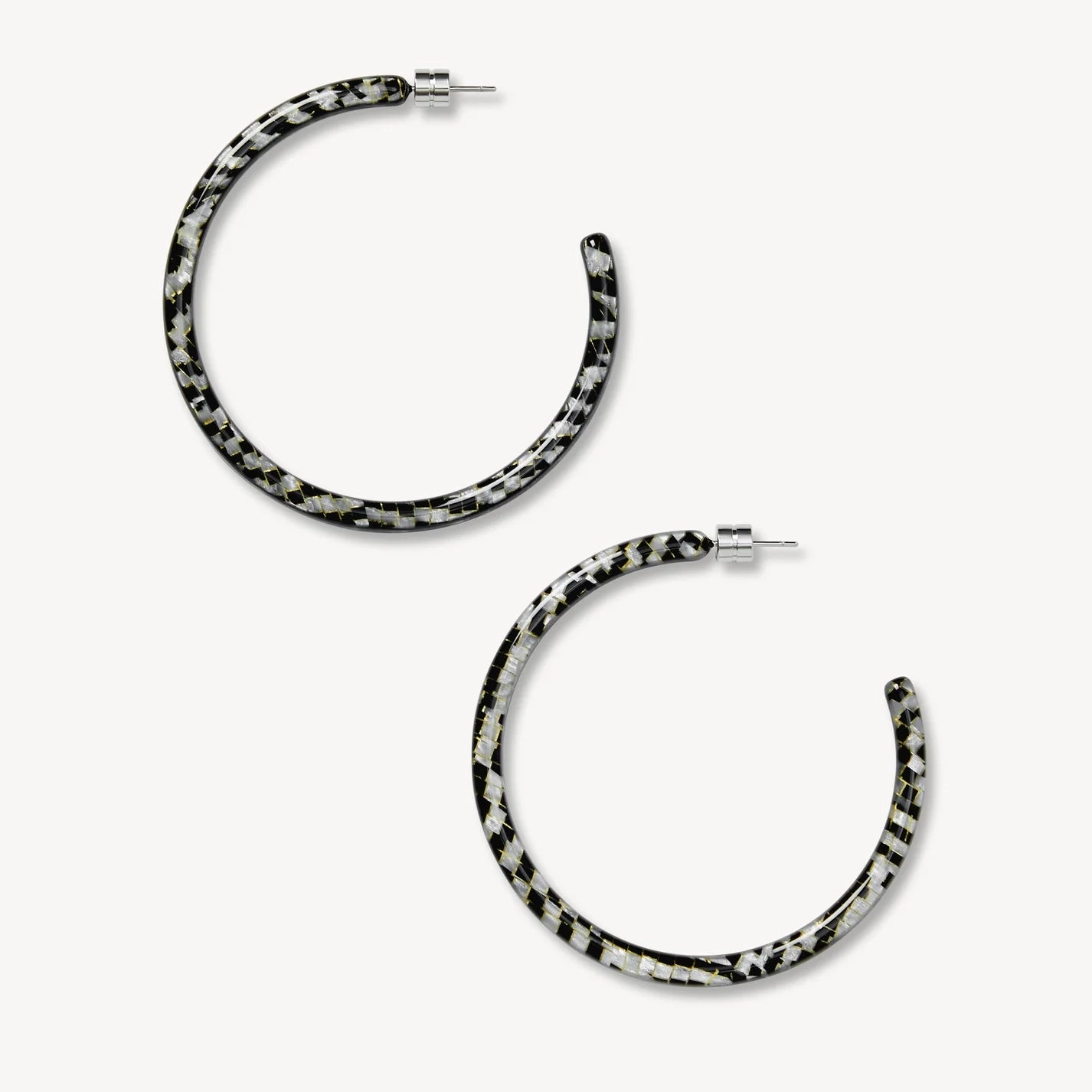 Large Hoop Earrings, Perle Noir