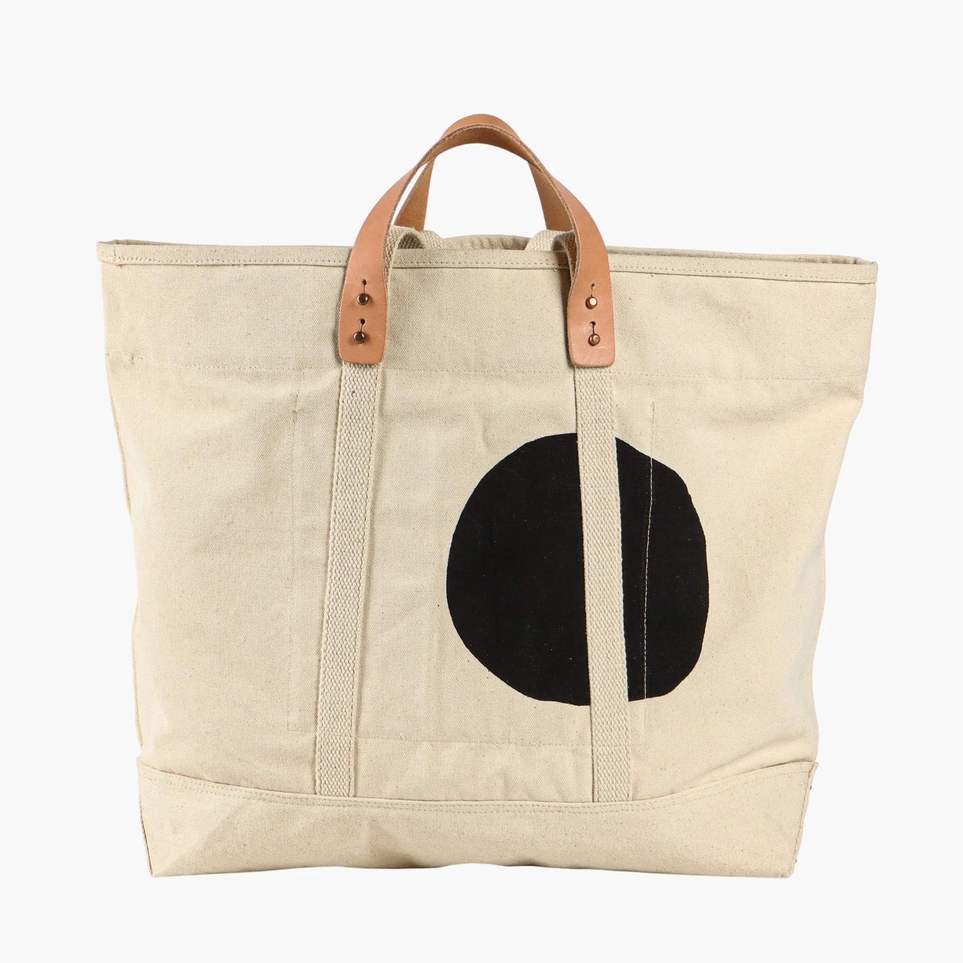 Large East West Tote, Black Polka