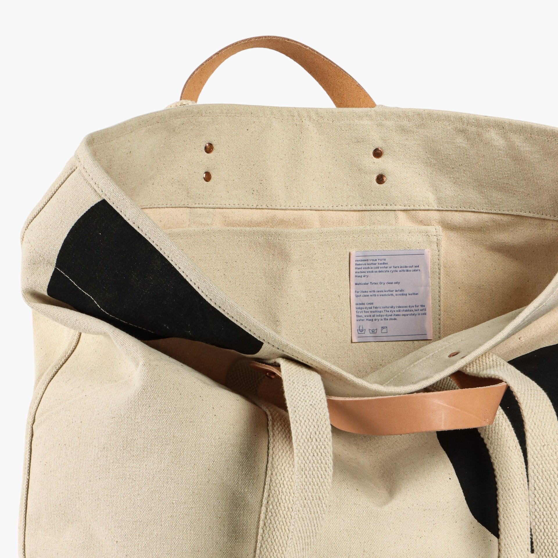 Large East West Tote, Black Polka