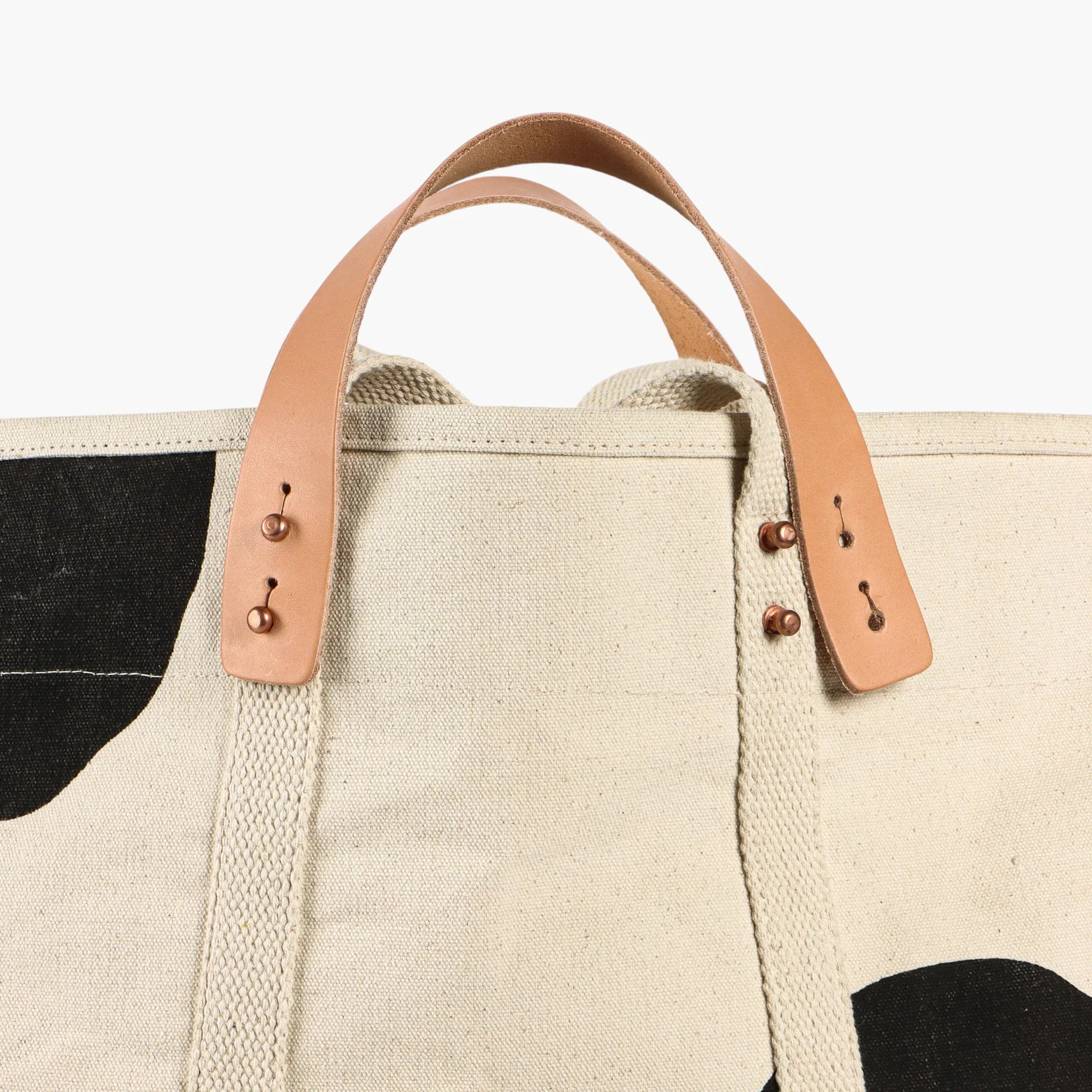 Large East West Tote, Black Polka