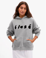 Le Boxy Hoodie, Grey Melange Flocked Blasé