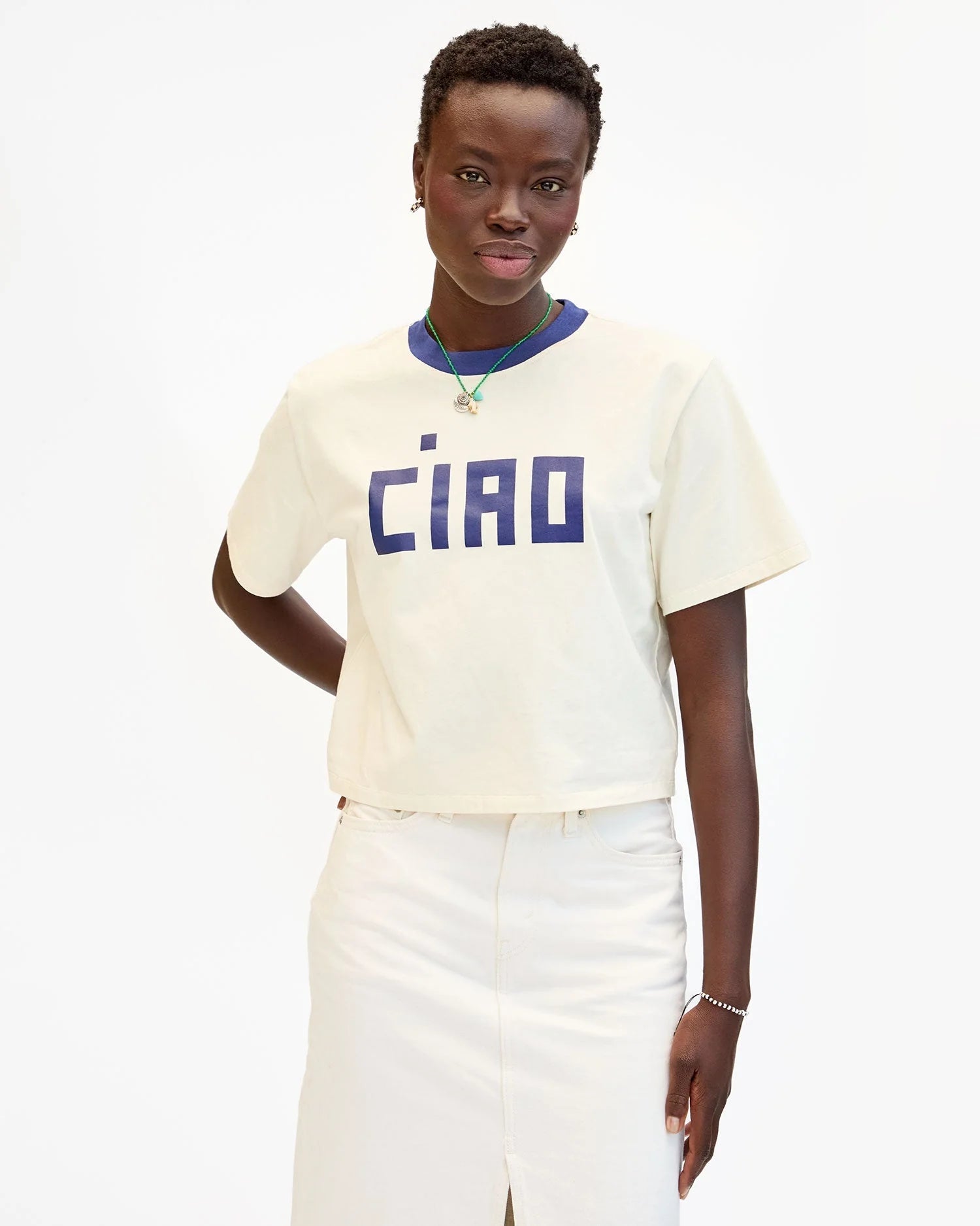 Le Carre Tee, Block Ciao, Cream