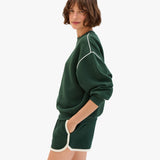 Le Jogging Short, Deep Forest with Cream Piping