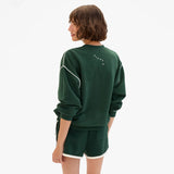Oversized Sweatshirt, Deep Forest with Cream Piping & Geo Embroidery