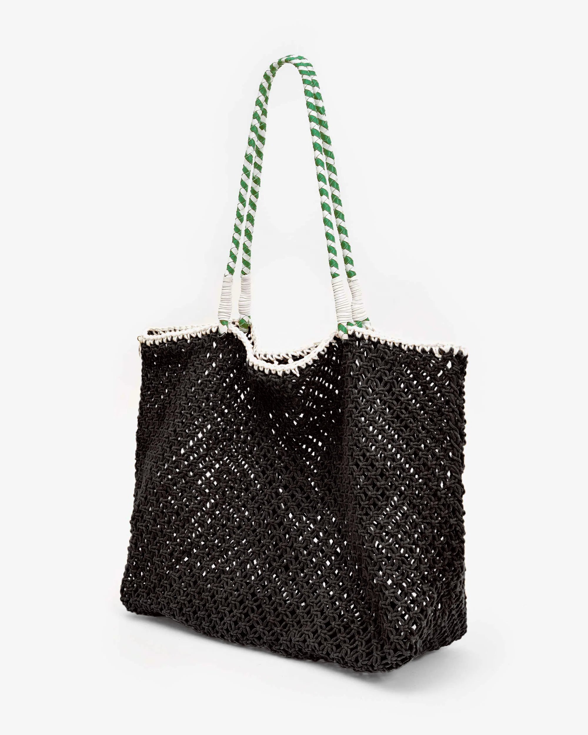L'Été Tote, Black with Green Apple Á La Plage
