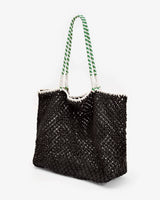 L'Été Tote, Black with Green Apple Á La Plage