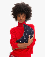 Lune Shoulder Bag, Navy Suede with Studs