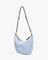 Lune Shoulder Bag, Light Blue Denim Suede