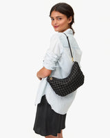 Lune Shoulder Bag, Black Knot Woven Leather