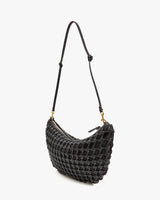 Lune Shoulder Bag, Black Knot Woven Leather