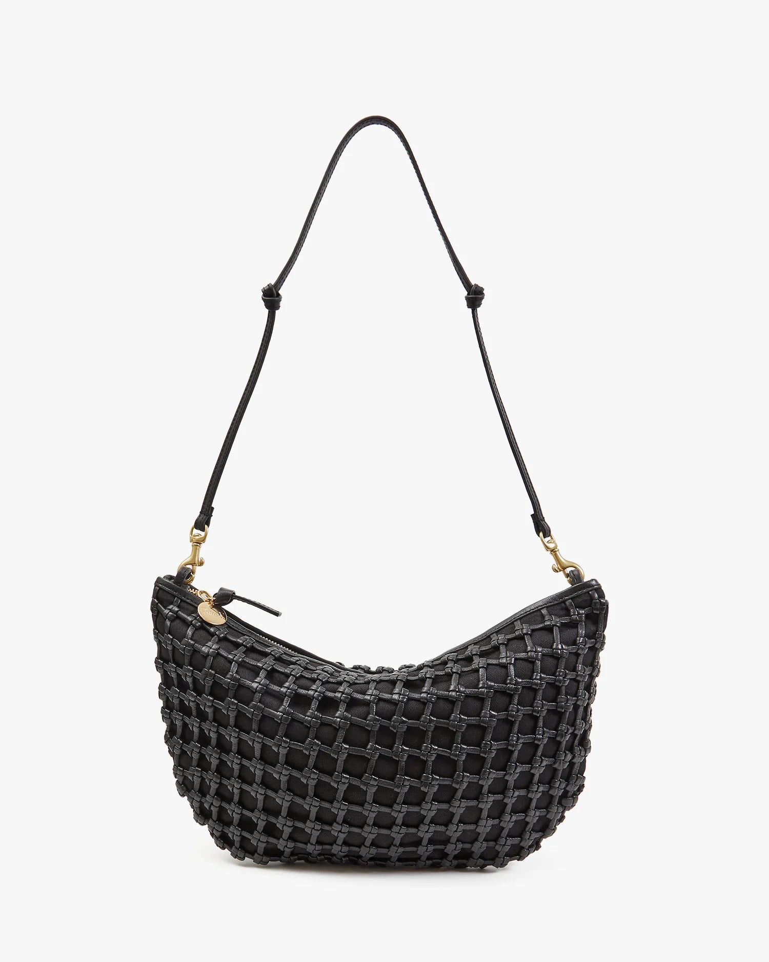 Lune Shoulder Bag, Black Knot Woven Leather