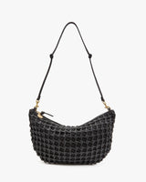 Lune Shoulder Bag, Black Knot Woven Leather