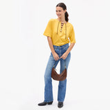 Lune Shoulder Bag, Auburn Embossed Python