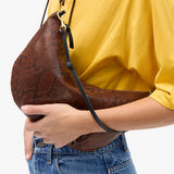 Lune Shoulder Bag, Auburn Embossed Python