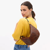 Lune Shoulder Bag, Auburn Embossed Python