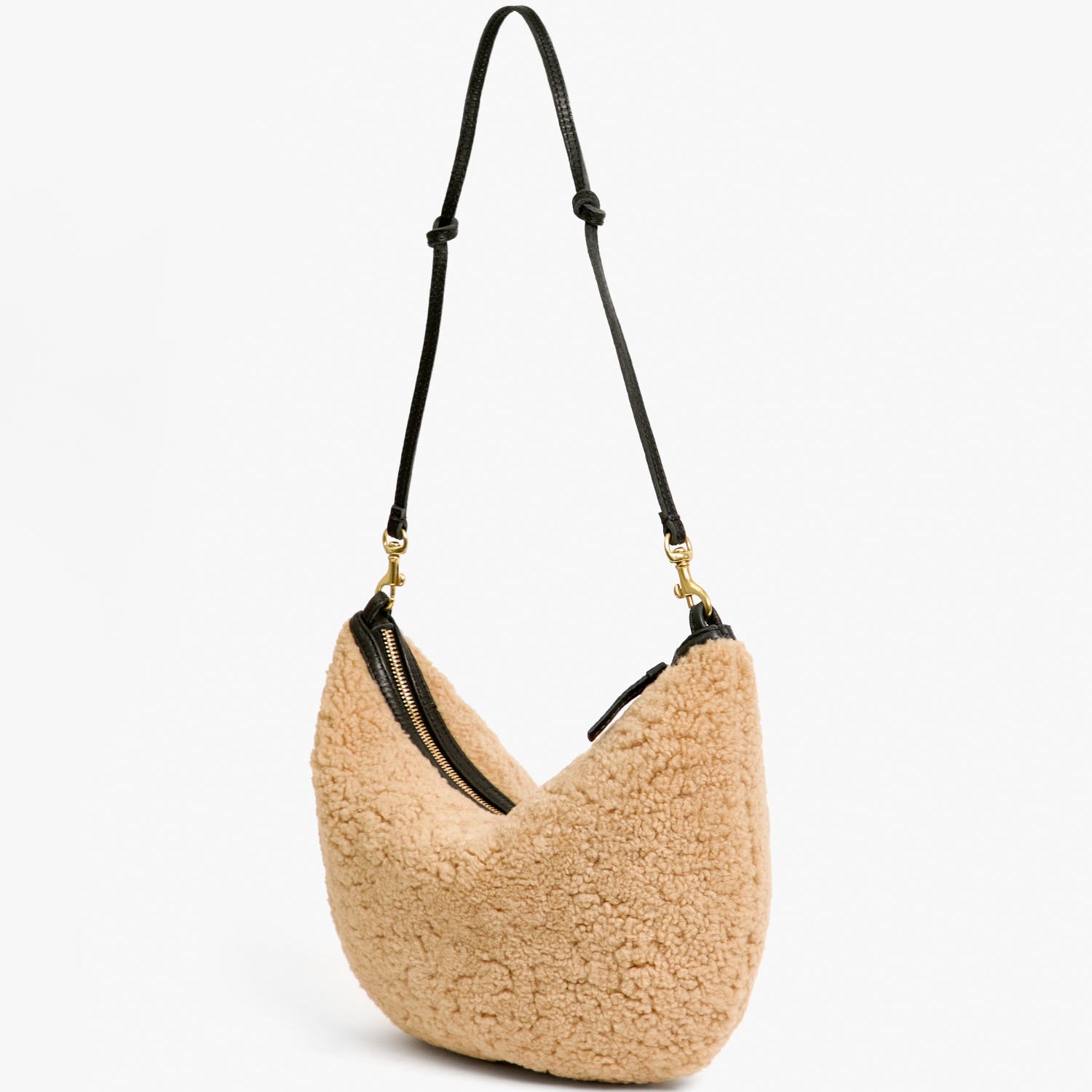 Lune Shoulder Bag, Cafe Au Lait Shearling