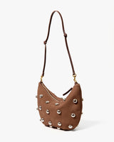 Lune Shoulder Bag, Choco Bar Nubuck with Studs