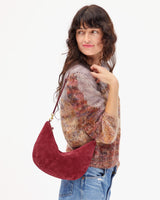 Lune Shoulder Bag, Nappa Suede Currant