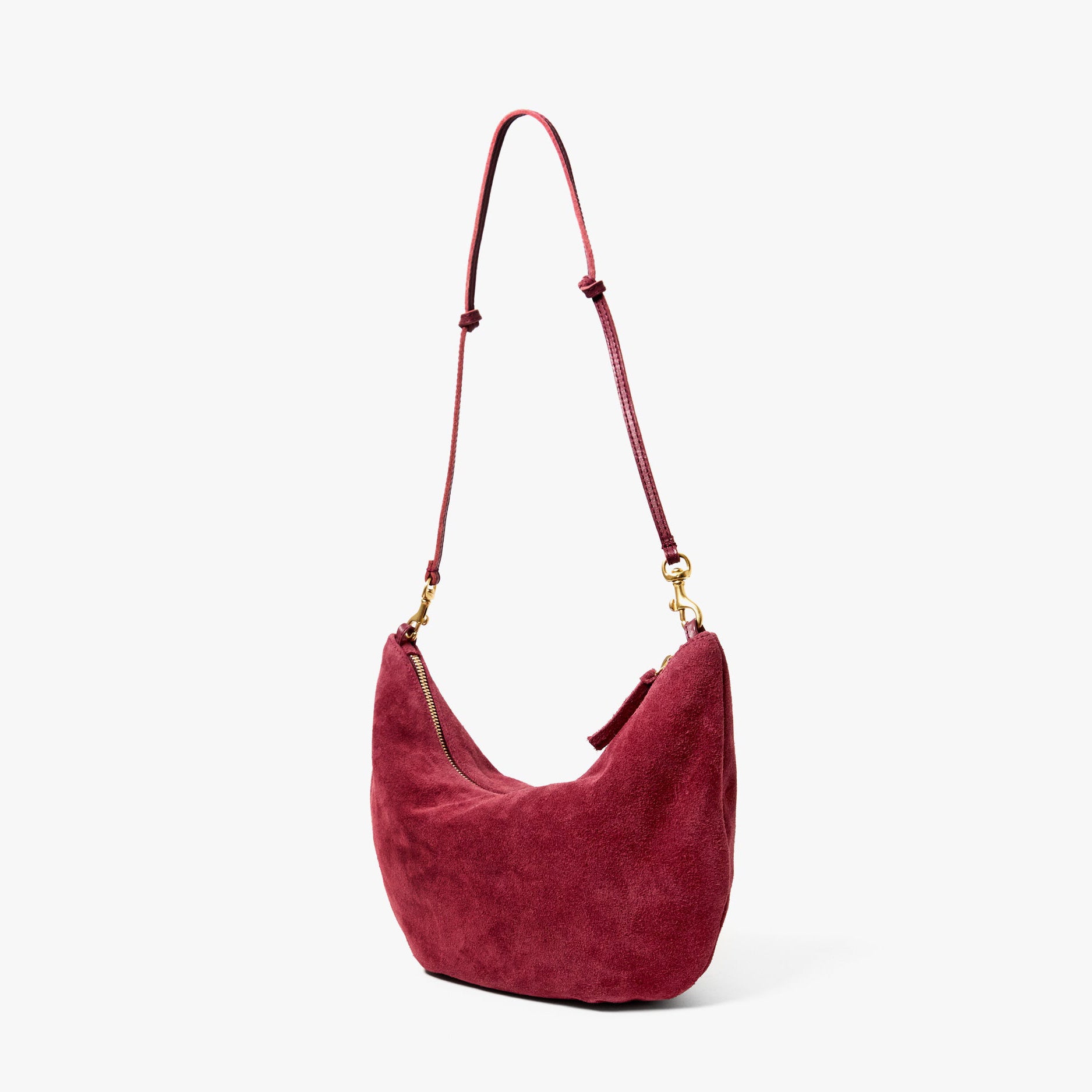 Lune Shoulder Bag, Nappa Suede Currant