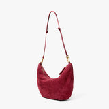 Lune Shoulder Bag, Nappa Suede Currant