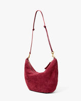 Lune Shoulder Bag, Nappa Suede Currant