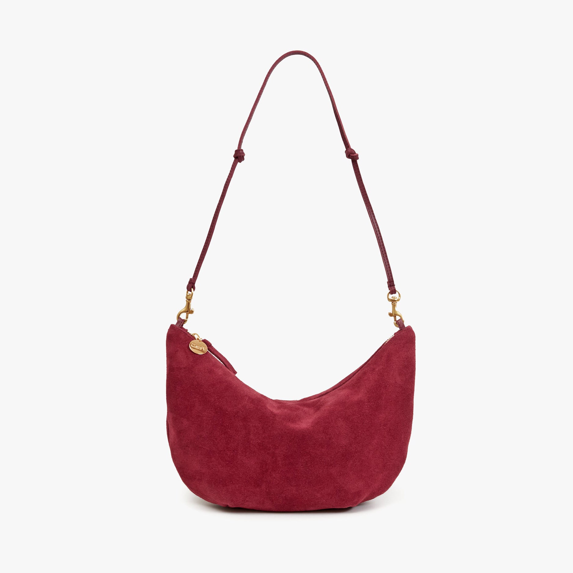 Lune Shoulder Bag, Nappa Suede Currant
