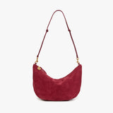 Lune Shoulder Bag, Nappa Suede Currant