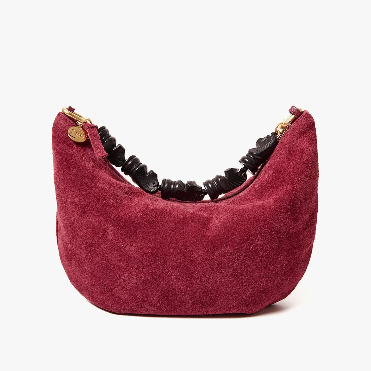 Lune Shoulder Bag, Nappa Suede Currant