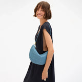 Lune Shoulder Bag, Desert Blue Woven Zig Zag