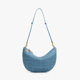 Lune Shoulder Bag, Desert Blue Woven Zig Zag