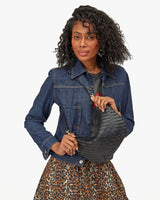 Lune Shoulder Bag, Woven Black Zig Zag
