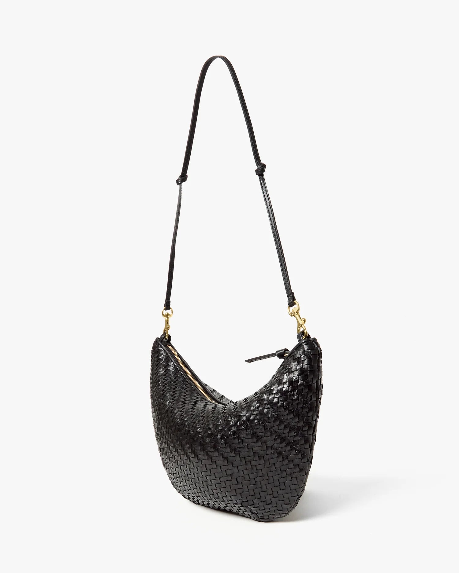 Lune Shoulder Bag, Woven Black Zig Zag