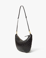 Lune Shoulder Bag, Woven Black Zig Zag