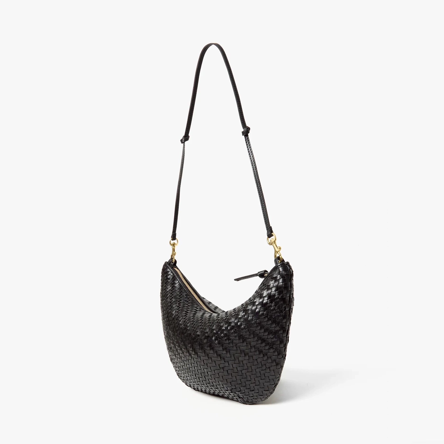 Lune Shoulder Bag, Woven Black Zig Zag