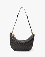 Lune Shoulder Bag, Woven Black Zig Zag