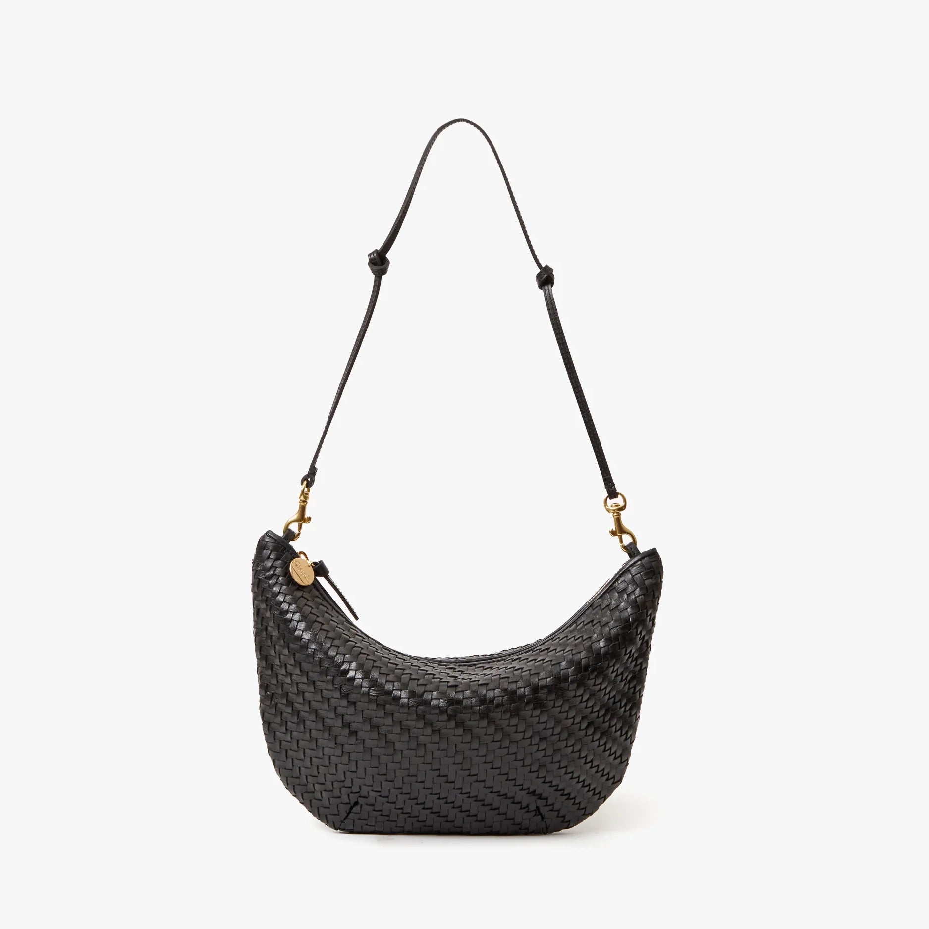 Lune Shoulder Bag, Woven Black Zig Zag