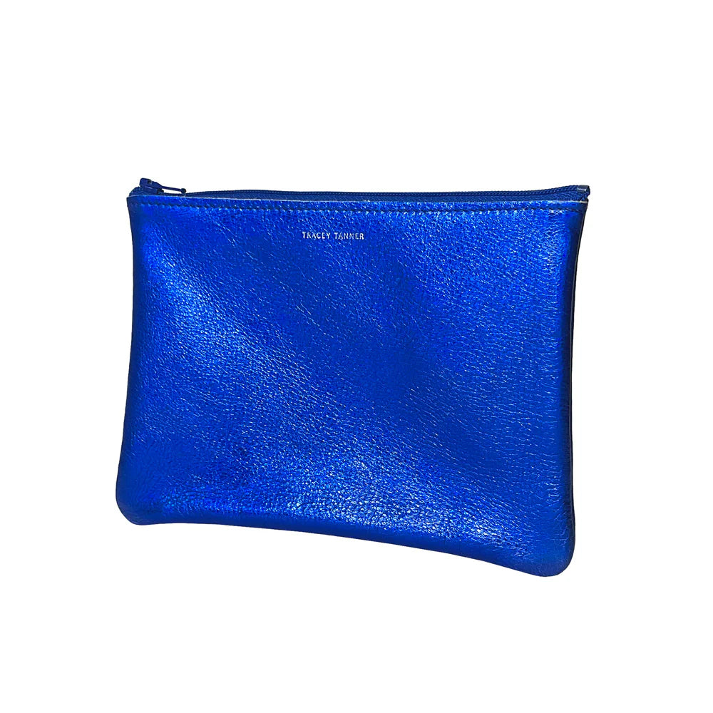Tracey Tanner | Medium Zip Pouch, Hologram Cobalt
