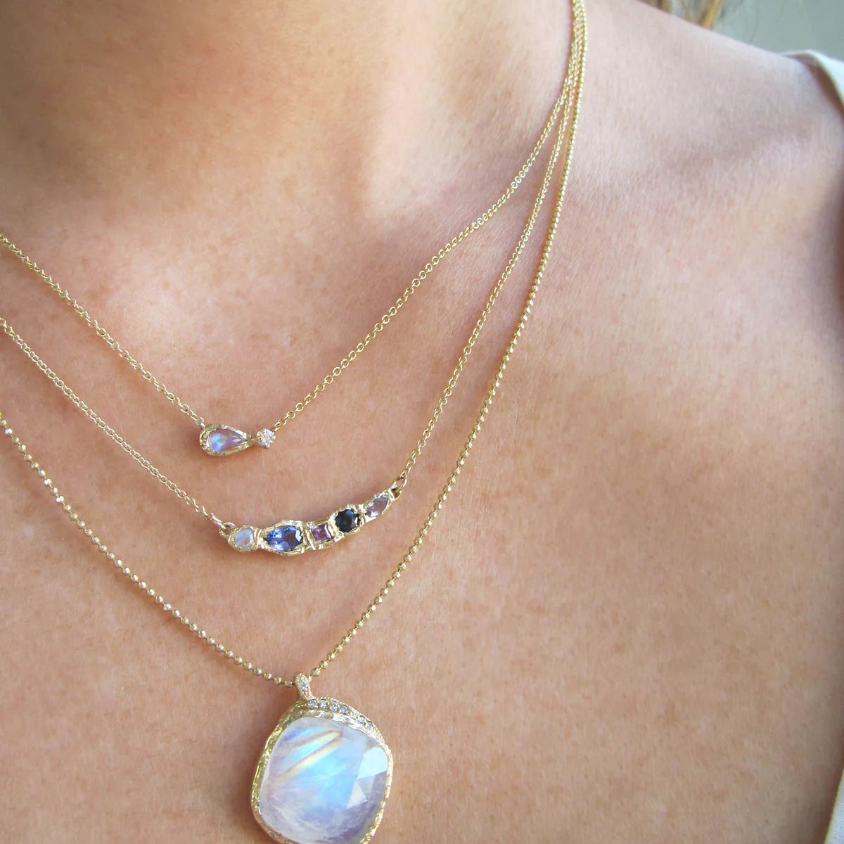 Journey Treasure Moonlight Purple Gemstone Bar Necklace