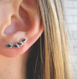 Petal Sapphire Ear Climber (Single)